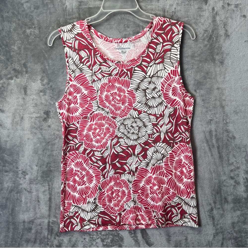 Croft & Barrow Pink and White Floral Tank Top